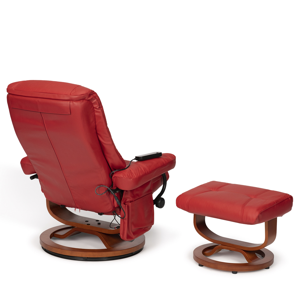 Sillón Reclinable con Vibración 2510 y Reposapiés en Piel Roja  