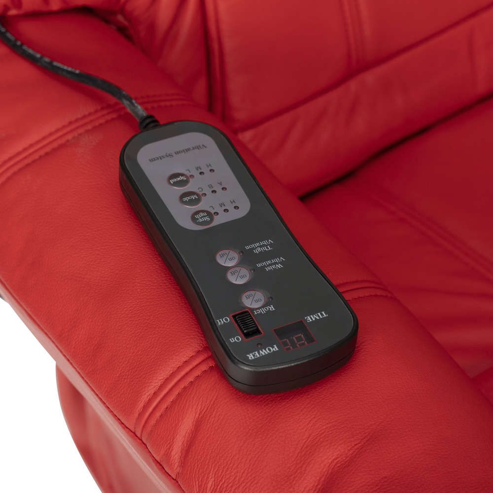 Sillón Reclinable con Vibración 2510 y Reposapiés en Piel Roja  