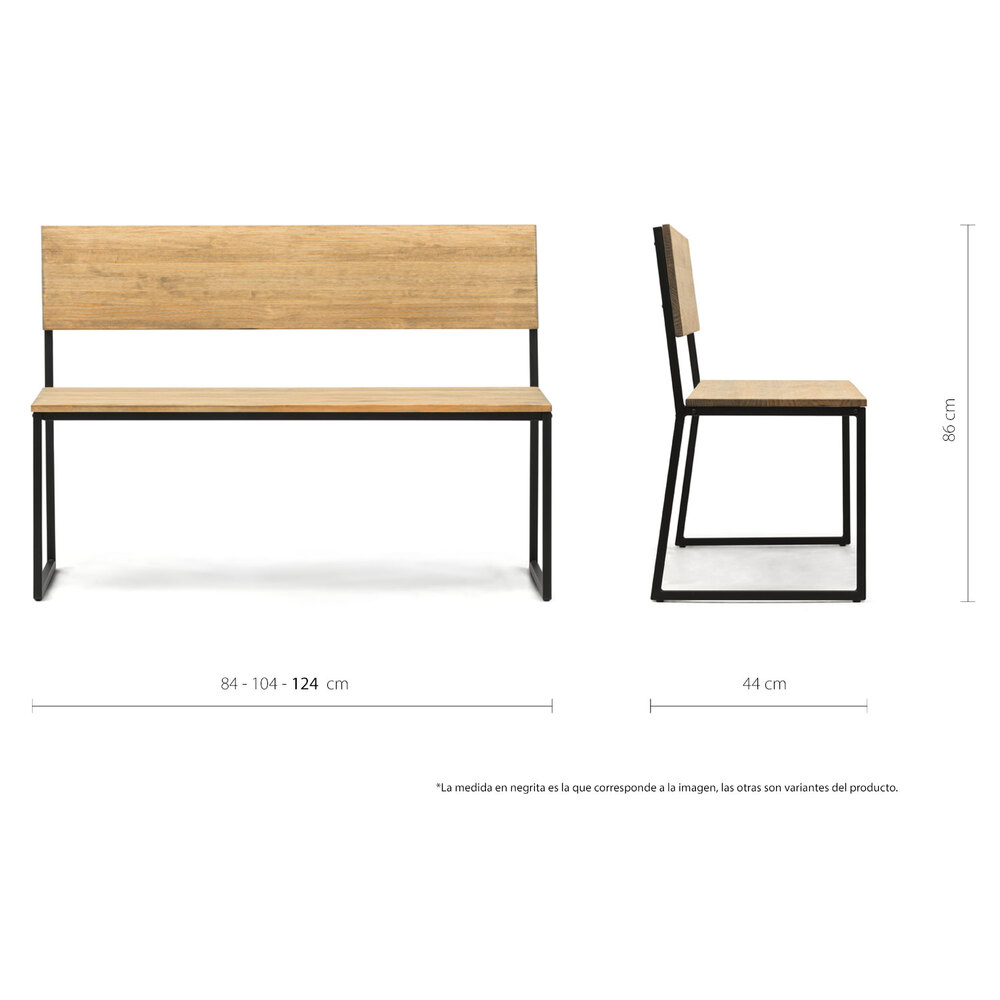 Banco Oxford Respaldo Desmontable ECO Madera Pino Vintage Box Furniture 