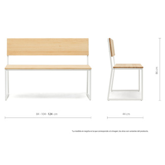 Banco Oxford Respaldo Desmontable ECO Madera Pino Natural Box Furniture 