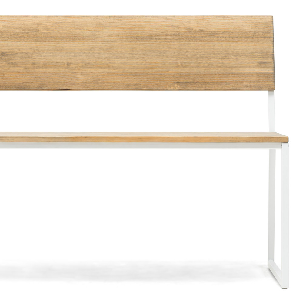 Banco Oxford Respaldo Desmontable ECO Madera Blanco Vintage Box Furniture 