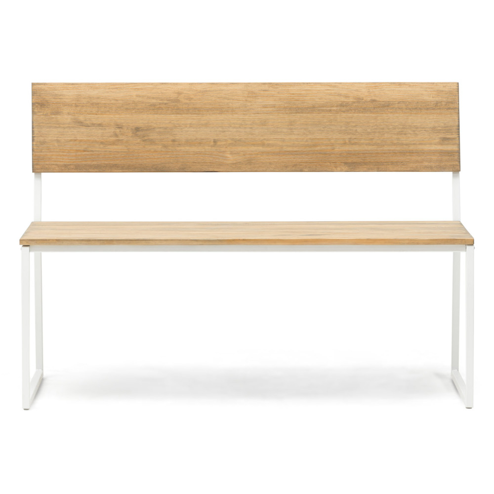 Banco Oxford Respaldo Desmontable ECO Madera Blanco Vintage Box Furniture 