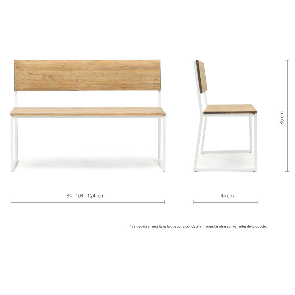 Banco Oxford Respaldo Desmontable ECO Madera Blanco Vintage Box Furniture 