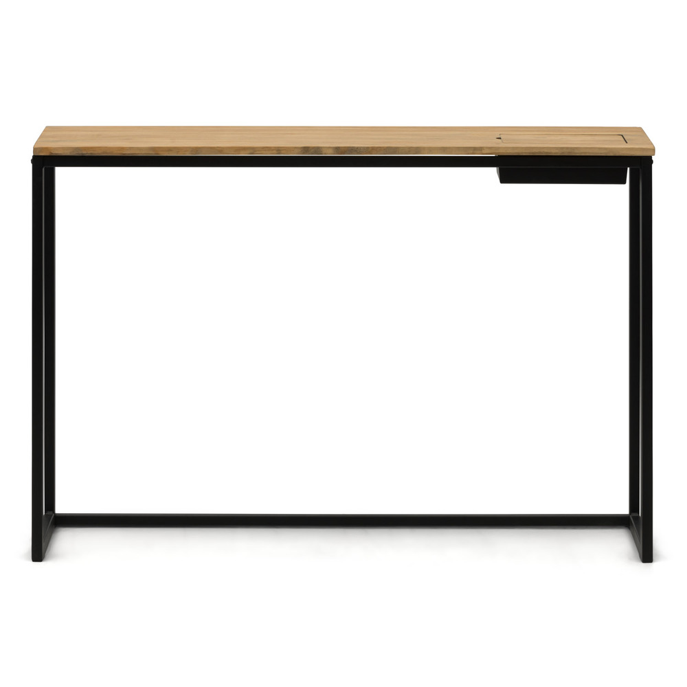 Recibidor Eco-Line Negro con Bandeja Madera Vintage 30x118x80 cm Box Furniture