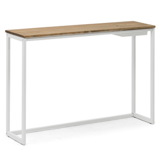 Recibidor Eco-Line Blanco con Bandeja Madera Envejecido 30x118x80 cm Box Furniture