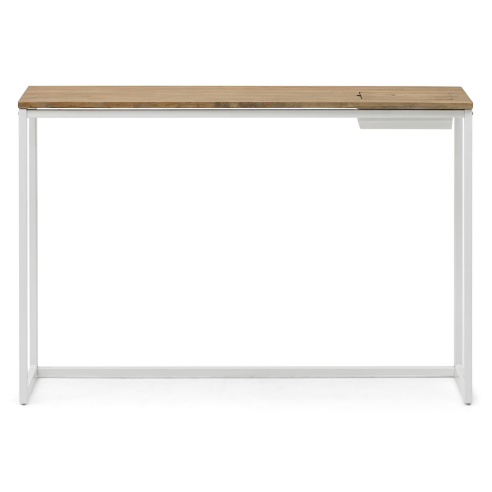 Recibidor Eco-Line Blanco con Bandeja Madera Envejecido 30x118x80 cm Box Furniture