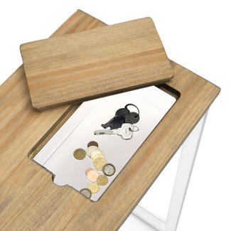 Recibidor Eco-Line Blanco con Bandeja Madera Envejecido 30x78x80 cm Box Furniture