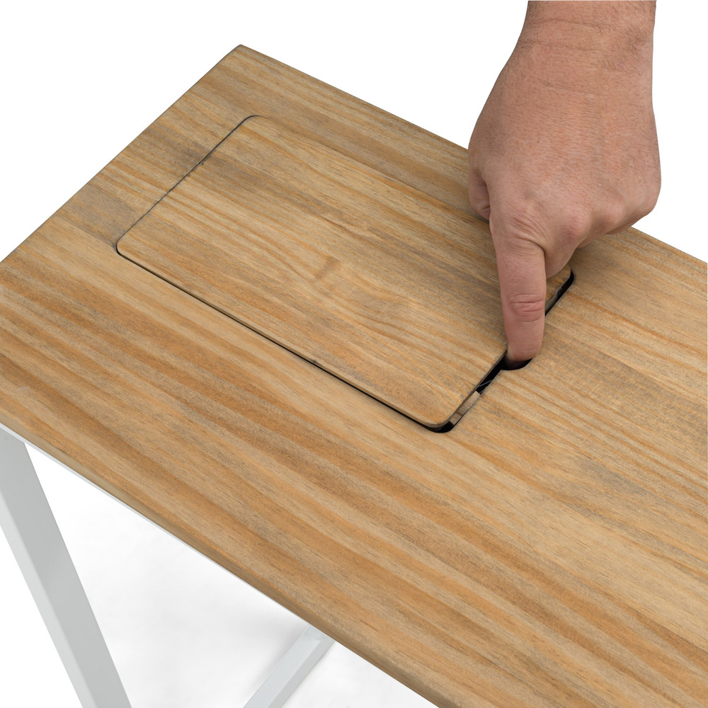 Recibidor Eco-Line Blanco con Bandeja Madera Envejecido 30x78x80 cm Box Furniture