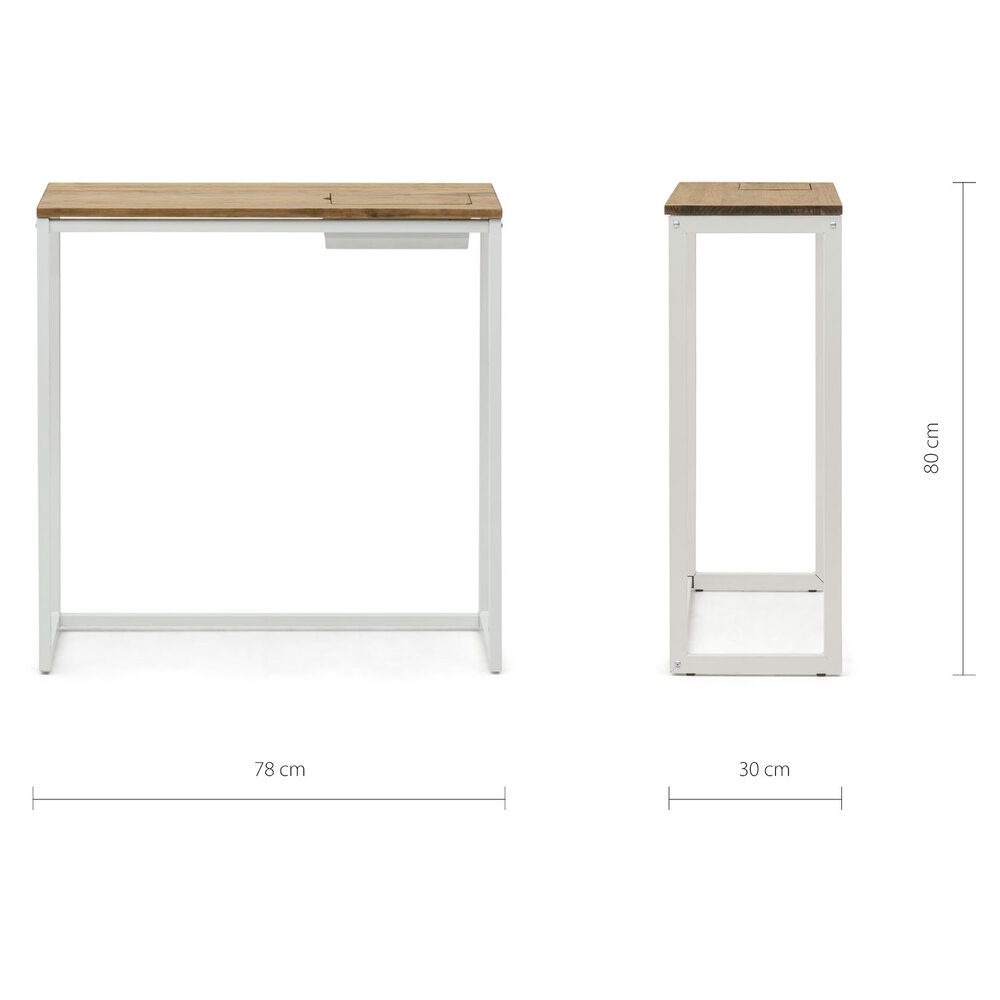 Recibidor Eco-Line Blanco con Bandeja Madera Envejecido 30x78x80 cm Box Furniture