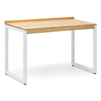 Mesa Despacho Eco-Line Acero Blanco Mate y Madera de Pino Linaza Natural Box Furniture