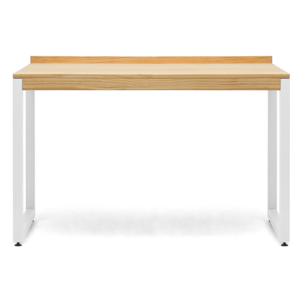 Mesa Despacho Eco-Line Acero Blanco Mate y Madera de Pino Linaza Natural Box Furniture