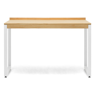 Mesa Despacho Eco-Line Acero Blanco Mate y Madera de Pino Linaza Natural Box Furniture