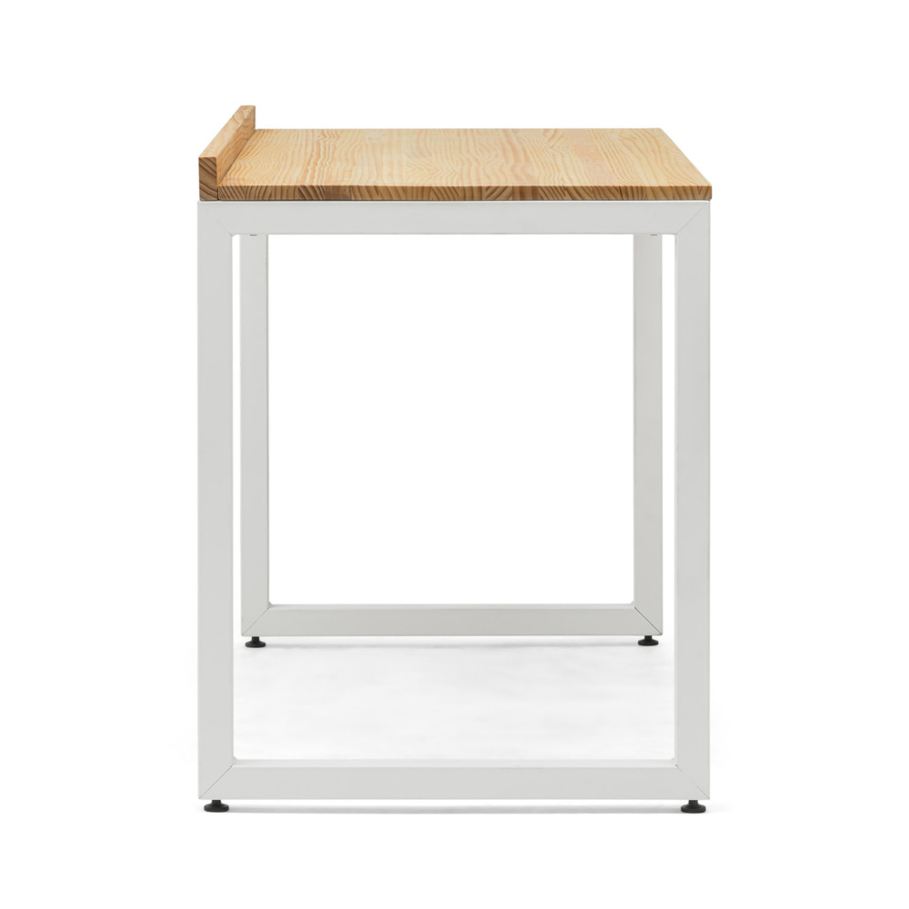 Mesa Despacho Eco-Line Acero Blanco Mate y Madera de Pino Linaza Natural Box Furniture