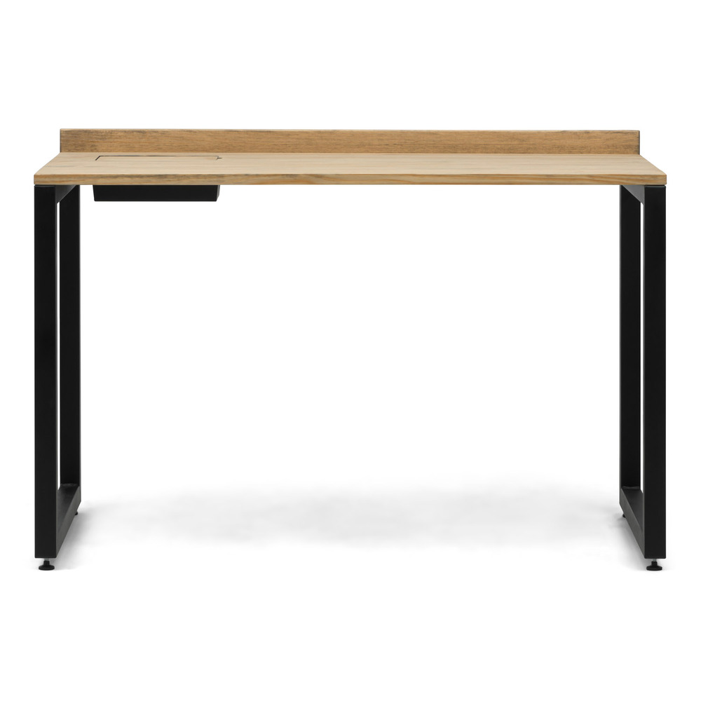 Mesa Despacho Eco-Line Con Bandeja Acero Negro y Madera Envejecida Box Furniture