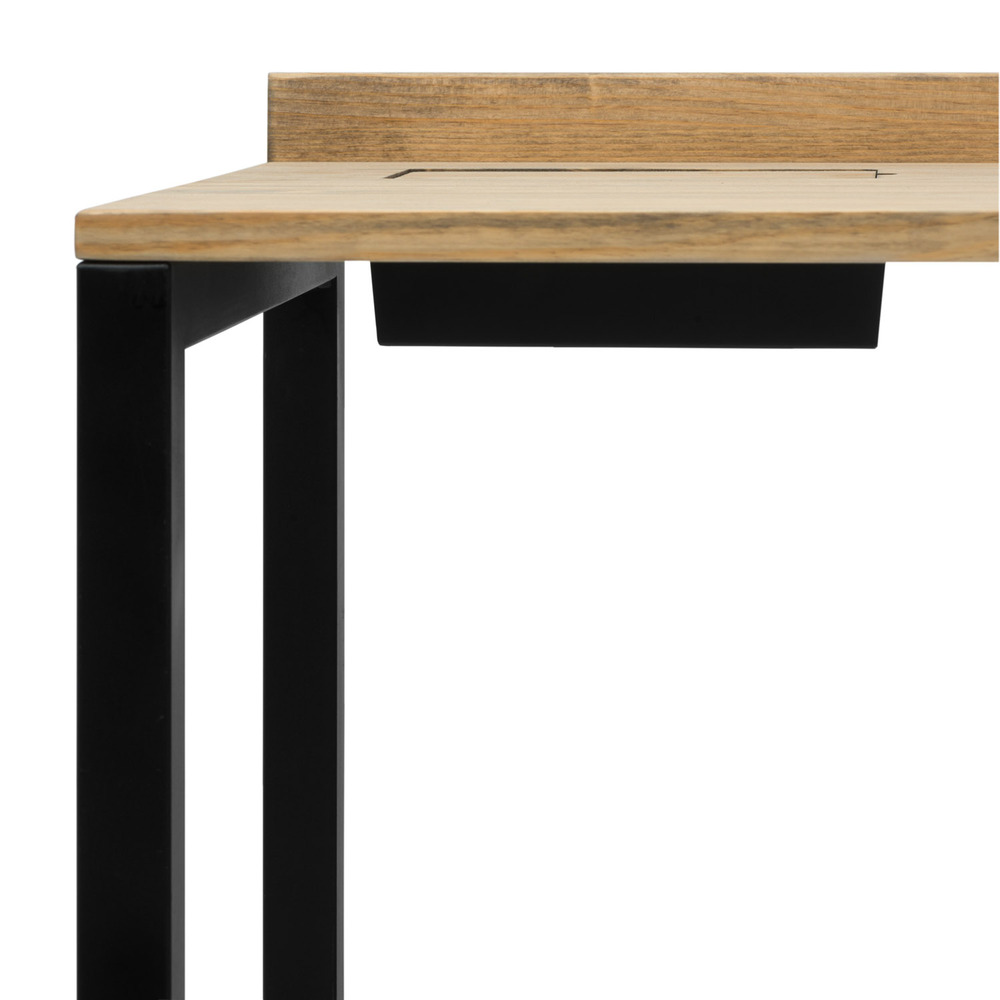 Mesa Despacho Eco-Line Con Bandeja Acero Negro y Madera Envejecida Box Furniture
