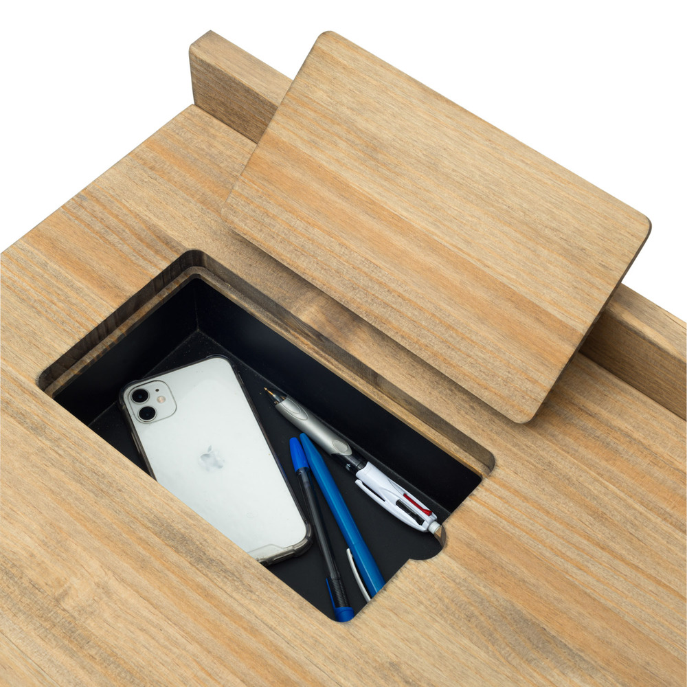 Mesa Despacho Eco-Line Con Bandeja Acero Negro y Madera Envejecida Box Furniture