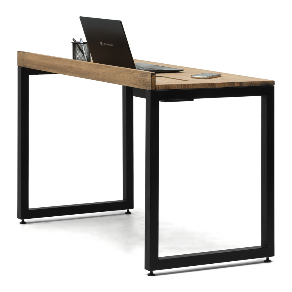 Mesa Despacho Eco-Line Con Bandeja Acero Negro y Madera Envejecida Box Furniture