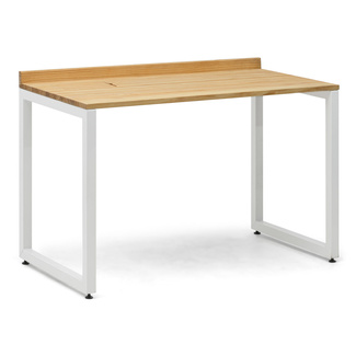 Mesa Despacho Eco-Line Con Bandeja Acero Blanco y Madera Natural Box Furniture