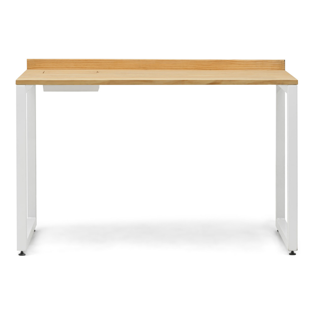 Mesa Despacho Eco-Line Con Bandeja Acero Blanco y Madera Natural Box Furniture