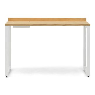 Mesa Despacho Eco-Line Con Bandeja Acero Blanco y Madera Natural Box Furniture