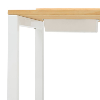 Mesa Despacho Eco-Line Con Bandeja Acero Blanco y Madera Natural Box Furniture
