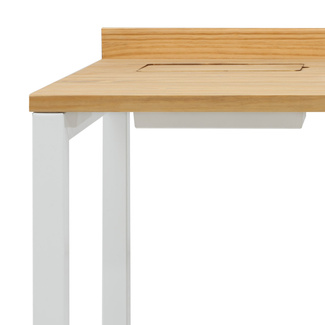 Mesa Despacho Eco-Line Con Bandeja Acero Blanco y Madera Natural Box Furniture