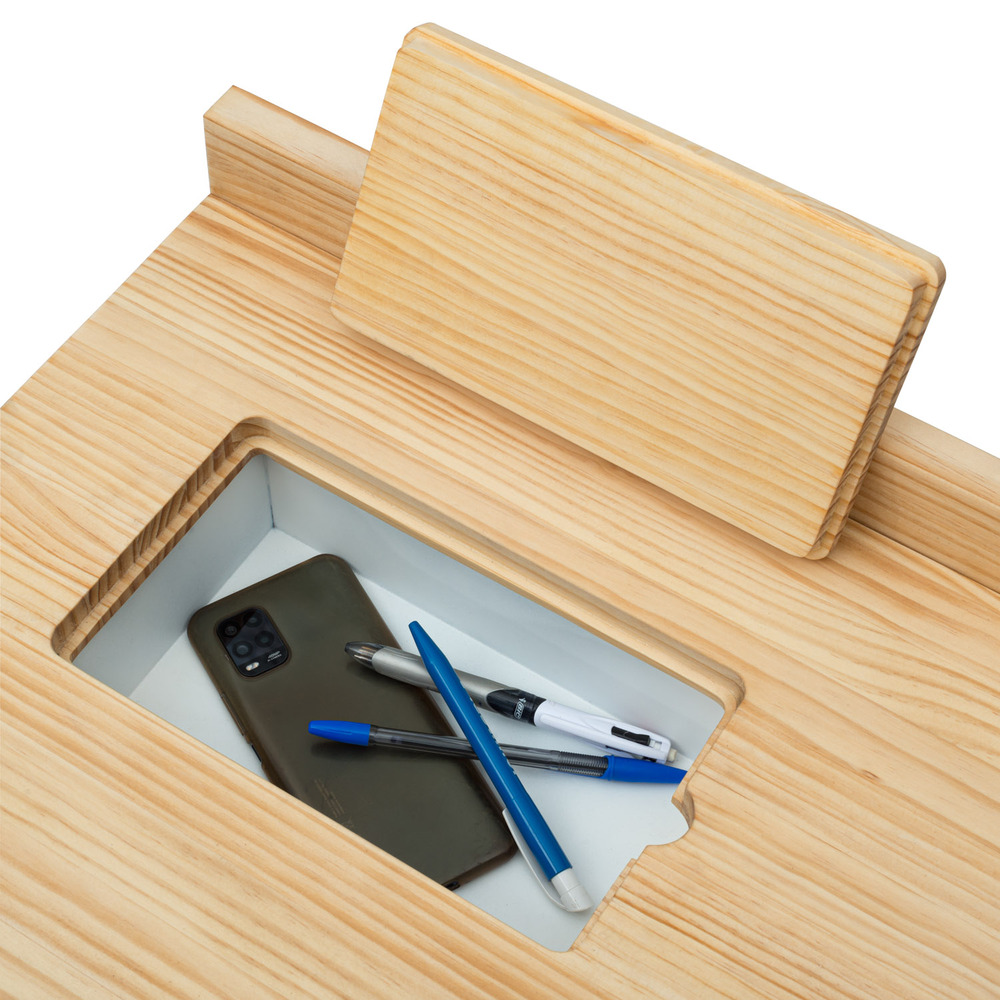 Mesa Despacho Eco-Line Con Bandeja Acero Blanco y Madera Natural Box Furniture