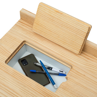 Mesa Despacho Eco-Line Con Bandeja Acero Blanco y Madera Natural Box Furniture