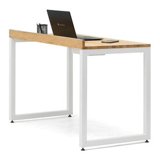 Mesa Despacho Eco-Line Con Bandeja Acero Blanco y Madera Natural Box Furniture