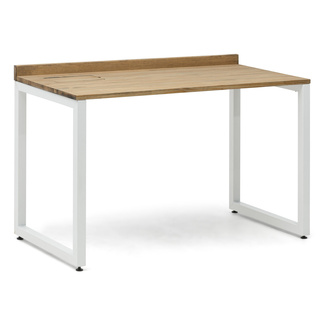 Mesa Despacho Eco-Line Con Bandeja Acero Blanco y Madera Envejecida Box Furniture