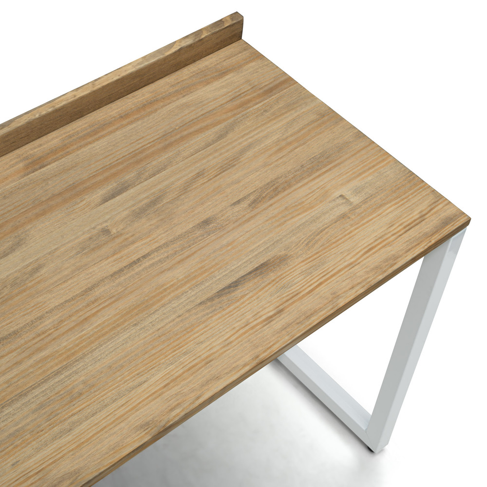 Mesa Despacho Eco-Line Con Bandeja Acero Blanco y Madera Envejecida Box Furniture