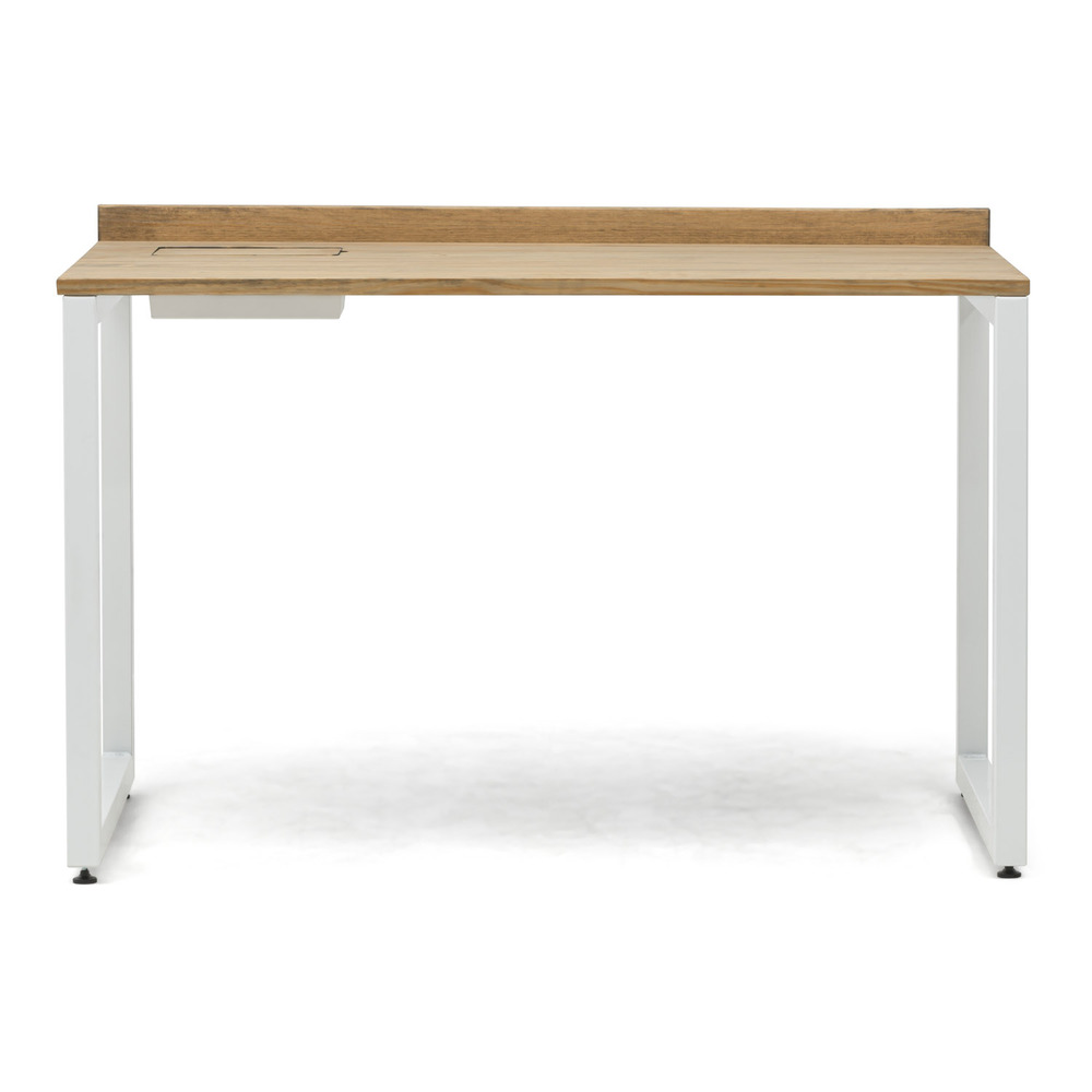 Mesa Despacho Eco-Line Con Bandeja Acero Blanco y Madera Envejecida Box Furniture