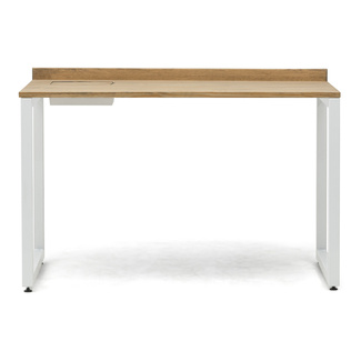 Mesa Despacho Eco-Line Con Bandeja Acero Blanco y Madera Envejecida Box Furniture