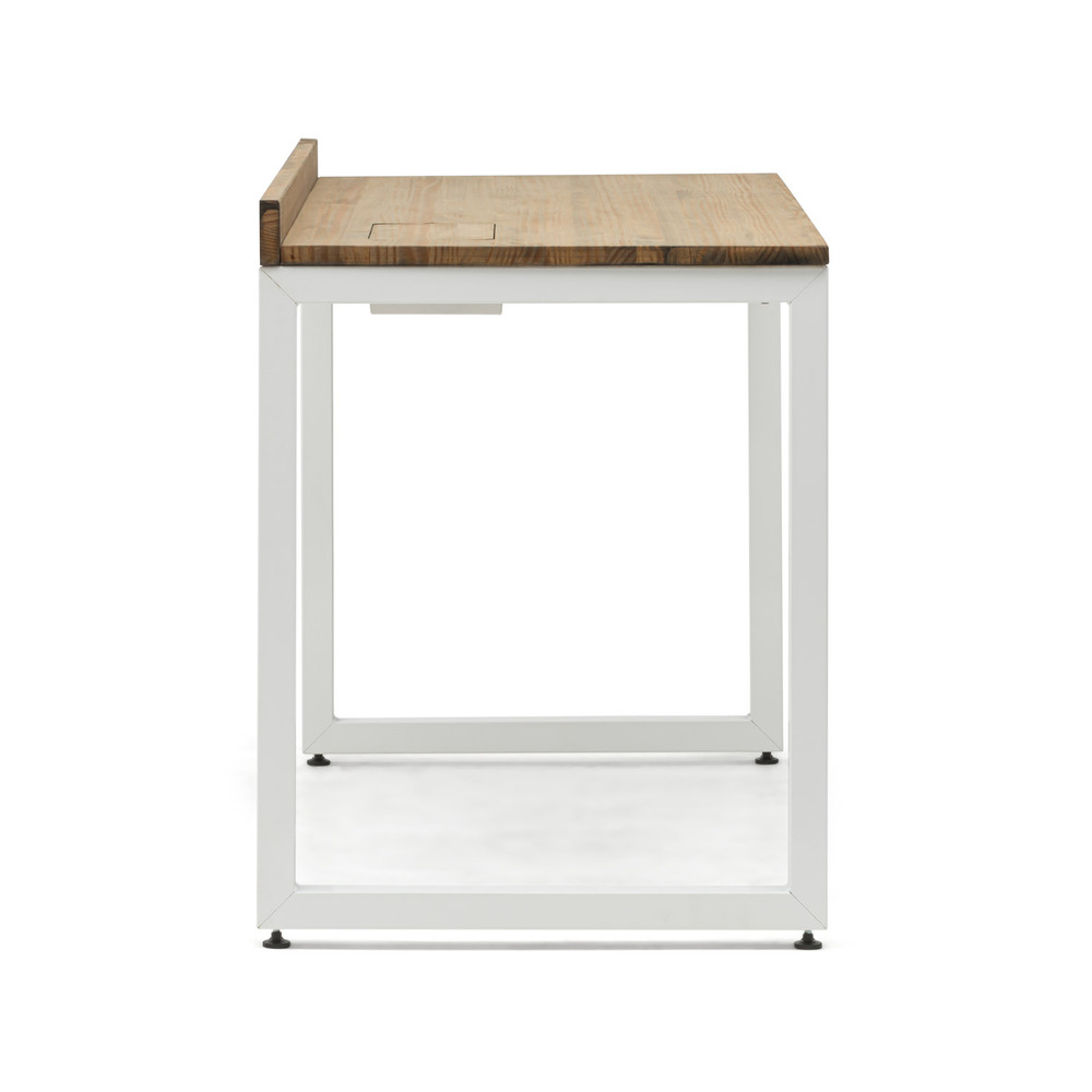 Mesa Despacho Eco-Line Con Bandeja Acero Blanco y Madera Envejecida Box Furniture