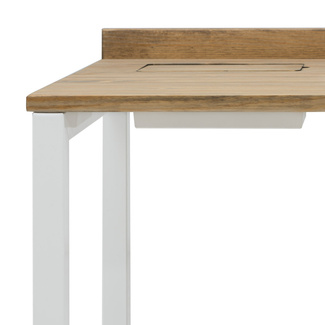 Mesa Despacho Eco-Line Con Bandeja Acero Blanco y Madera Envejecida Box Furniture