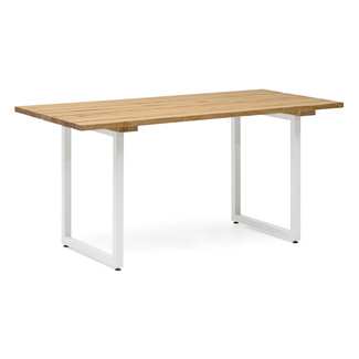 Mesa Listones Exeter Eco-Line de Acero Blanco y Madera Natural Box Furniture
