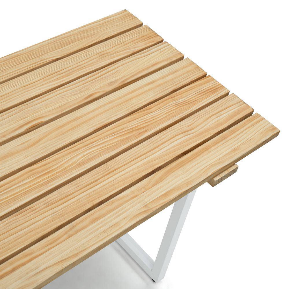 Mesa Listones Exeter Eco-Line de Acero Blanco y Madera Natural Box Furniture