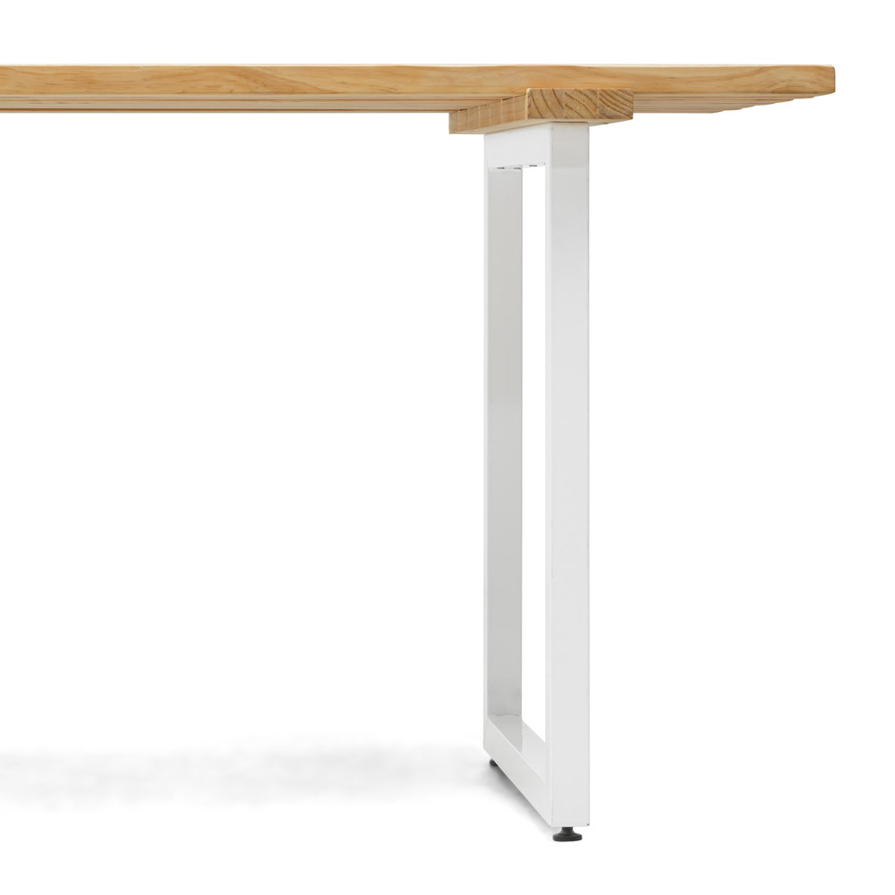 Mesa Listones Exeter Eco-Line de Acero Blanco y Madera Natural Box Furniture