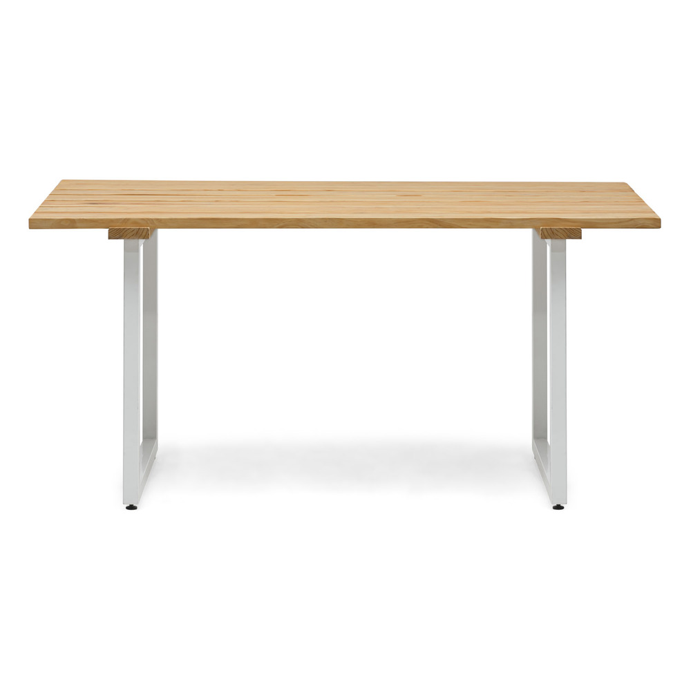 Mesa Listones Exeter Eco-Line de Acero Blanco y Madera Natural Box Furniture