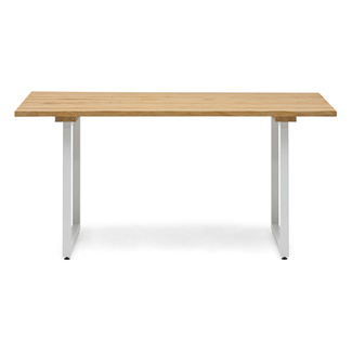Mesa Listones Exeter Eco-Line de Acero Blanco y Madera Natural Box Furniture
