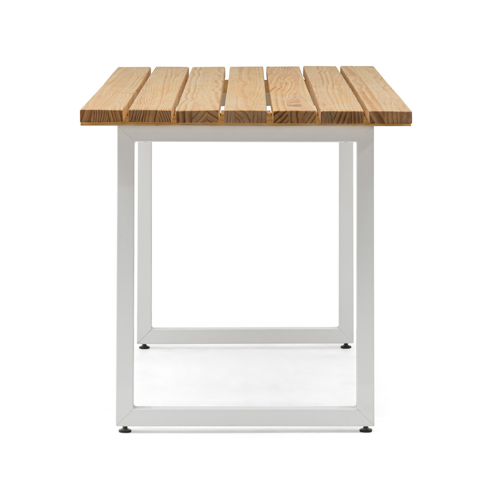 Mesa Listones Exeter Eco-Line de Acero Blanco y Madera Natural Box Furniture