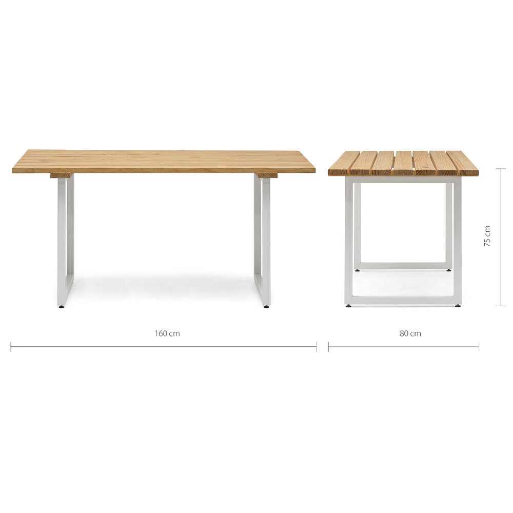 Mesa Listones Exeter Eco-Line de Acero Blanco y Madera Natural Box Furniture