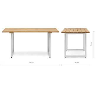 Mesa Listones Exeter Eco-Line de Acero Blanco y Madera Natural Box Furniture