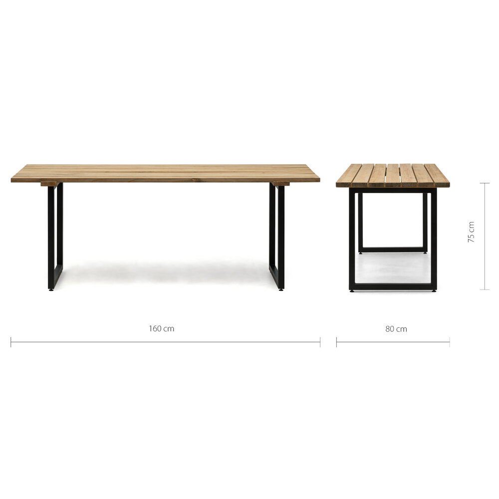 Mesa Listones Exeter Eco-Line de Acero Negro y Madera Envejecida Box Furniture