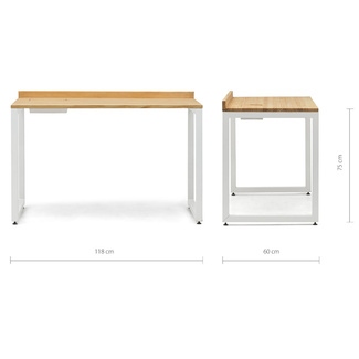 Mesa Despacho Eco-Line Con Bandeja Acero Blanco y Madera Natural Box Furniture
