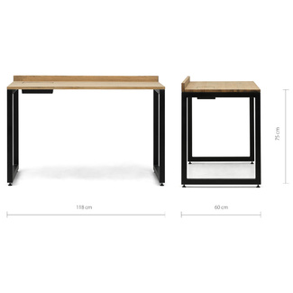Mesa Despacho Eco-Line Con Bandeja Acero Negro y Madera Envejecida Box Furniture