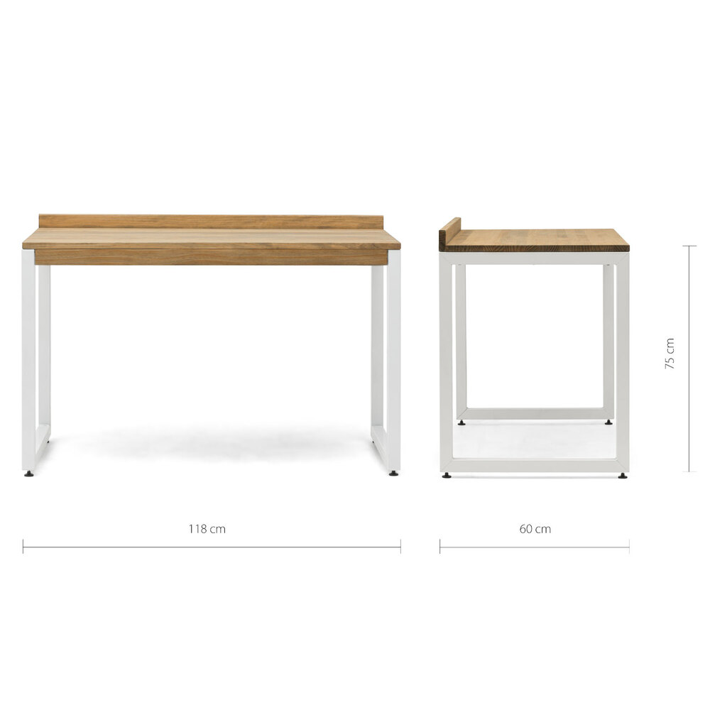 Mesa Despacho Eco-Line Acero Blanco y Madera Pino Envejecido Box Furniture