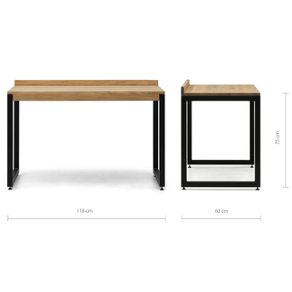 Mesa Despacho Eco-Line Acero Negro y Madera Pino Envejecido Box Furniture