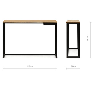 Recibidor Eco-Line Negro con Bandeja Madera Vintage 30x118x80 cm Box Furniture
