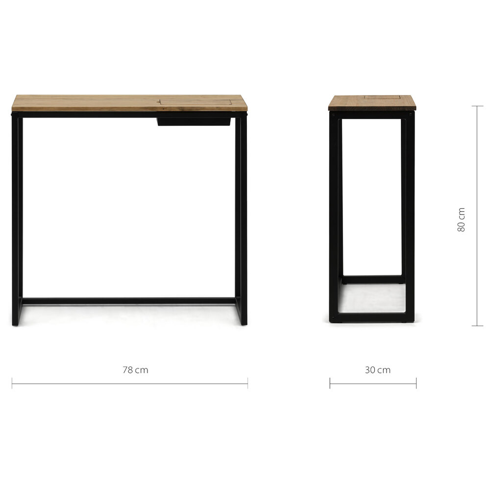 Recibidor Eco-Line Negro con Bandeja Madera Vintage 30x78x80 cm Box Furniture